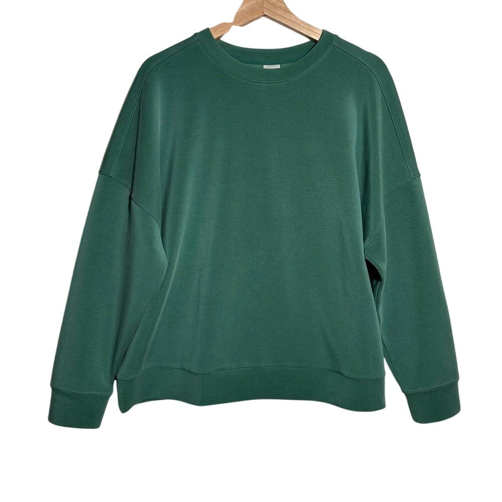 Member’s Mark Women's Luxe Crewneck Sweatshirt Green Sz L Oversized Soft Stretch